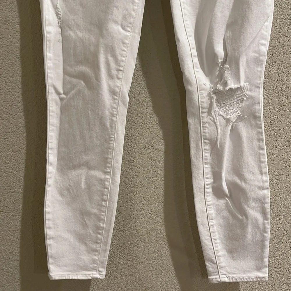 Paige White Distressed Skinny Crop Jeans - Picture 7 of 7